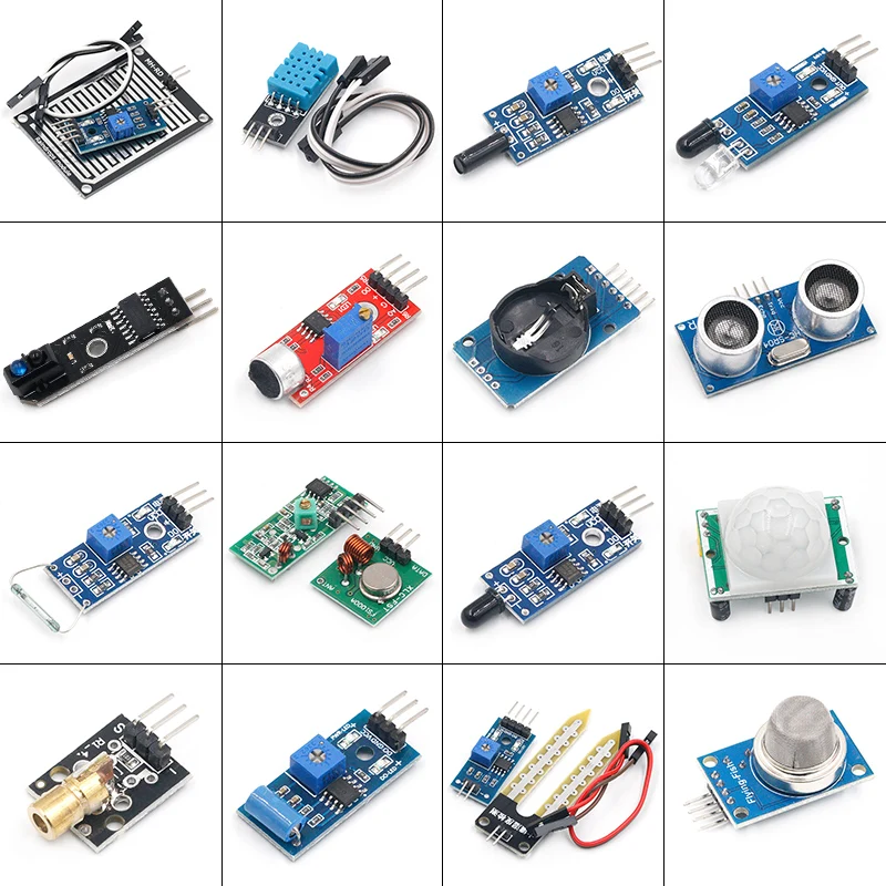 16 шт./лот pi 2 3 комплект модуля датчика HC-SR04 501 DHT11 DS3231 Φ звуковой датчик дождя почвы