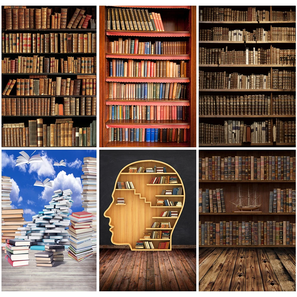 

Photo Backdrop for Photography Wood Shelf for Books Library Study Room Decor Photocall Portrait Photo Backgrounds Photo Studio