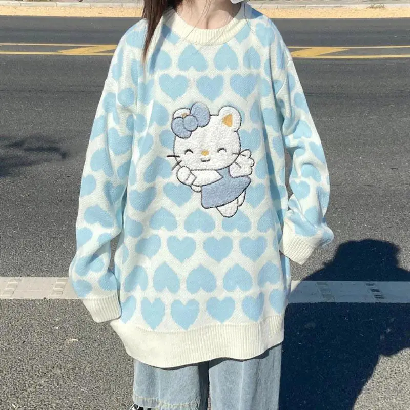 

Kawaii Sweater Winter Clothes Women 2021 Korean Fashion Pullover Girly Print Oversize Loose Casual O-neck Sweater MINGLIUSILI
