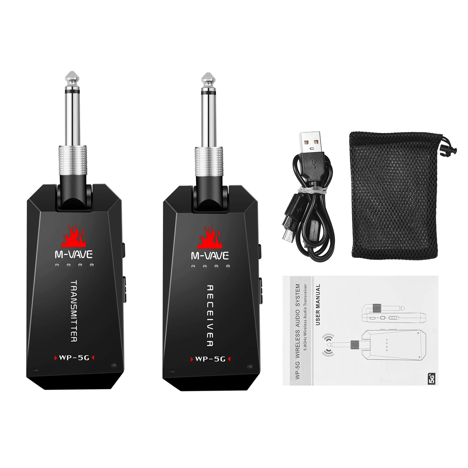 

M-VAVE гитарная Беспроводная система, аудиопередатчик, приемник с диапазоном 5,8G ISM и разъемом 6,35 мм для усилителя электрических бас-гитар