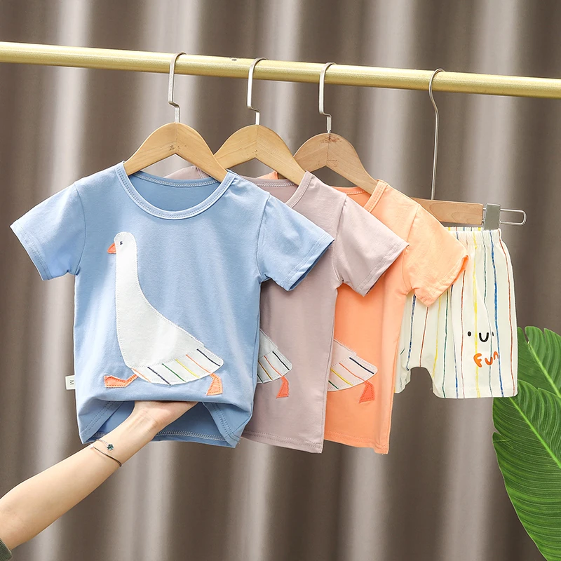 

YT-BabyClothesToddler Boy Clothes 0-5 Years Old Summer Short-Sleeved Shorts Suit Baby Printed Shirt Casual Shorts Two-Piece Suit