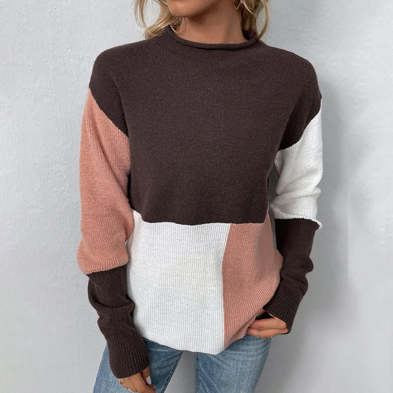 

Mao Mao Yu Colored Half High Collar Pullover Sweater for Women's 2023 Autumn/Winter New Knitwear