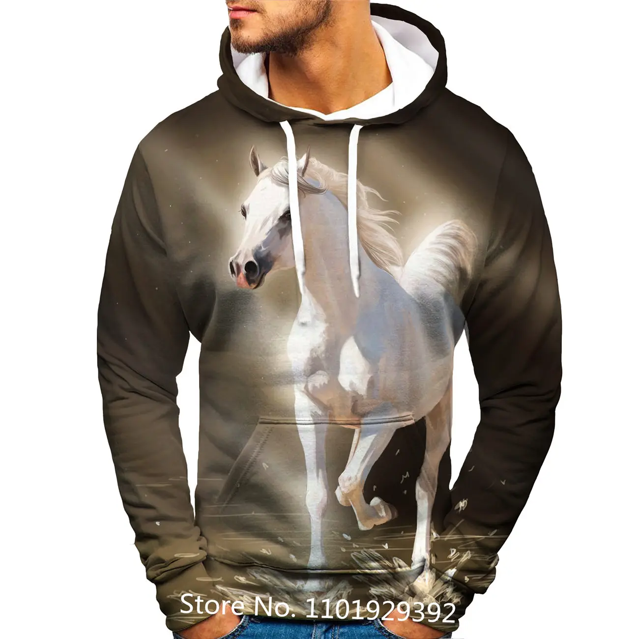 2022 Men and Women Horse Pattern 3D Print Hoodie Fashion Animal Casual Sweatshirt Harajuku Pullover