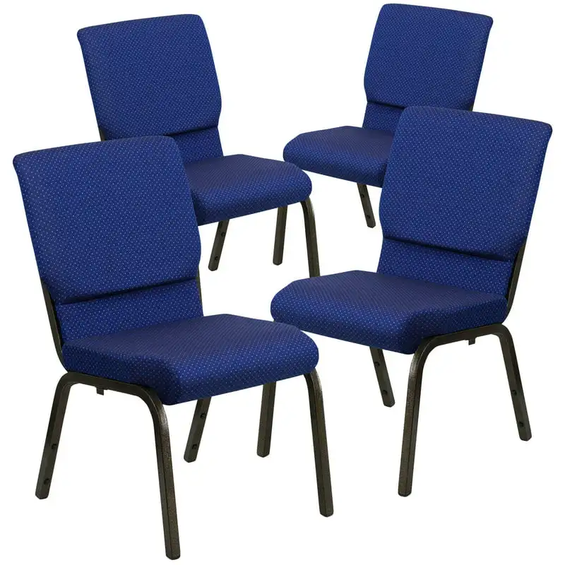 

Штабелируемый церковный стул 4 HERCULES серии 18,5 ''W в темно-синей тканевой рамке с узором