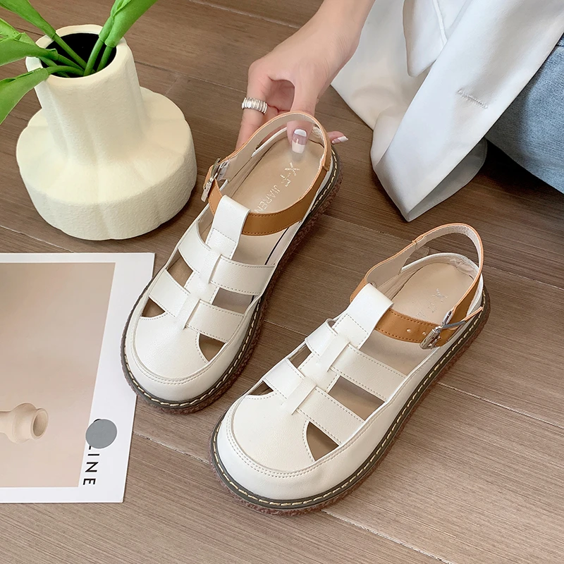 

New Summer Women's Sandals Hollow Out Flat Up Ladies Shoes for Women Buckle Strap Fashion Casual Outdoor Non-Slip Leisure Shoes