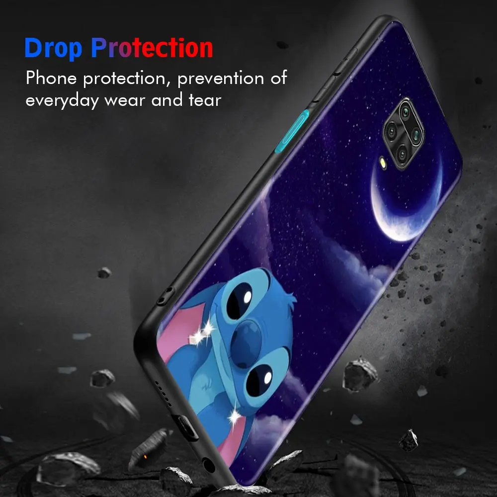 Чехол для Xiaomi Redmi Note 11/9/8/10 Pro Max/7/9T/8T/9S/10Lite футляр REDMI 9/8/9C/9A/8A/7A голубой Ститч смотрите