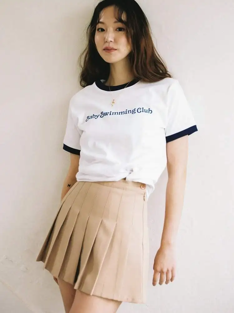 

Женская хлопковая футболка с коротким рукавом и буквенным принтом