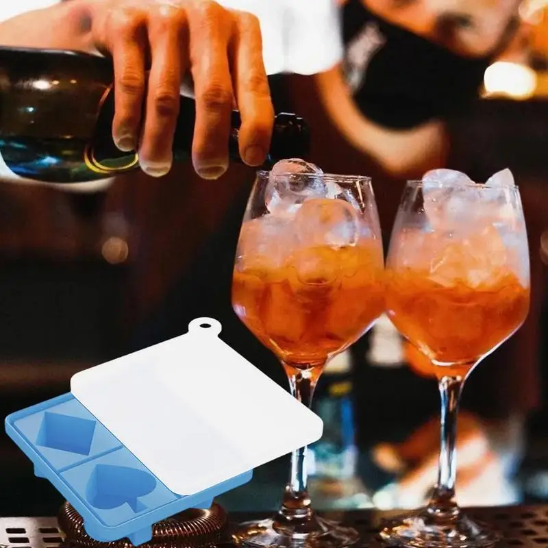 

4 Grids Fun Shapes Silicone Ice Cube Mold Fun Ice Cube Trays Food Grade Reusable Ice Maker Ice Cream Tools For Whiskey Cocktails