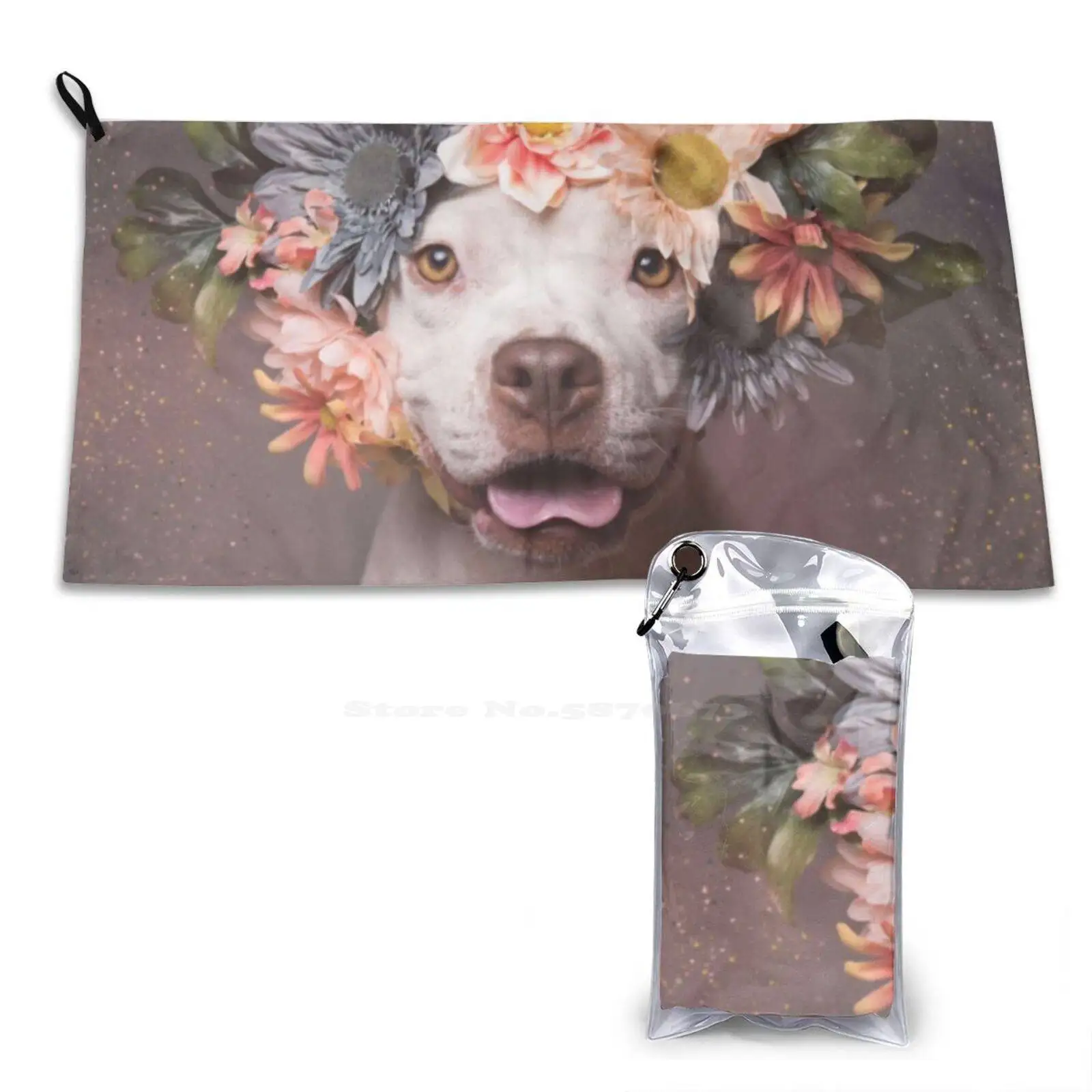 Sport Soft Towel Dog Pit Bull Flowers Flower Power Sophie Gamand Flower Crown Rescue