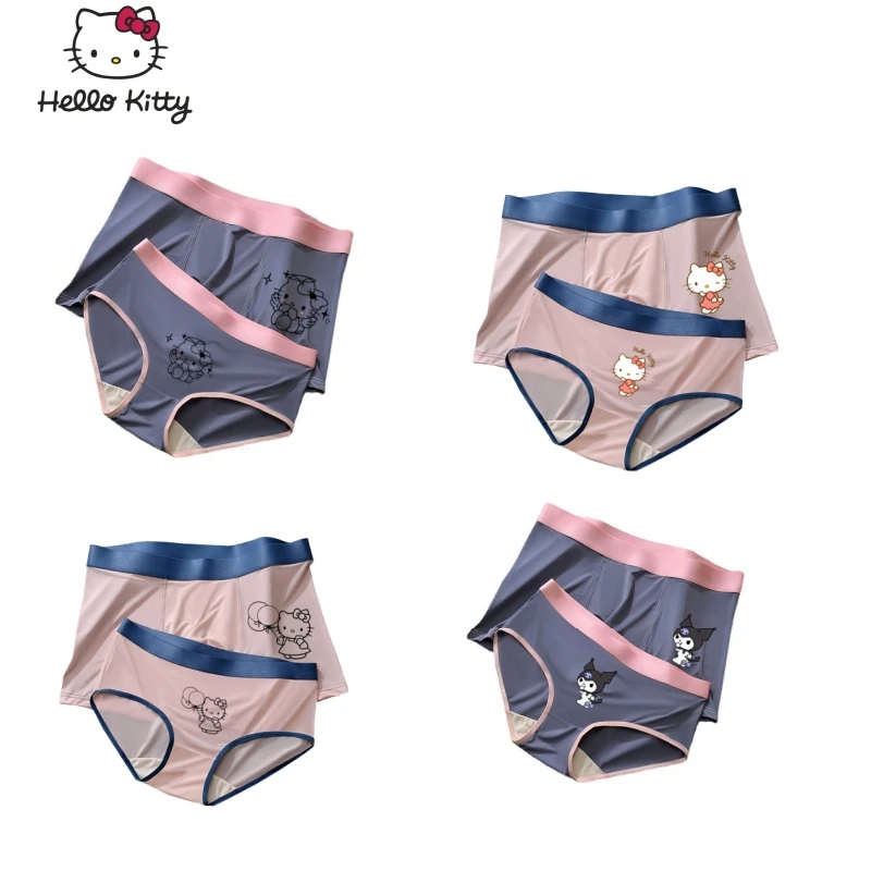 

2Pcs Kawaii Couple Underpants Kuromi Hello Kitty Animation Y2K Girls Sexy Briefs Comfortable Boys Cartoon Briefs Underwear Gift