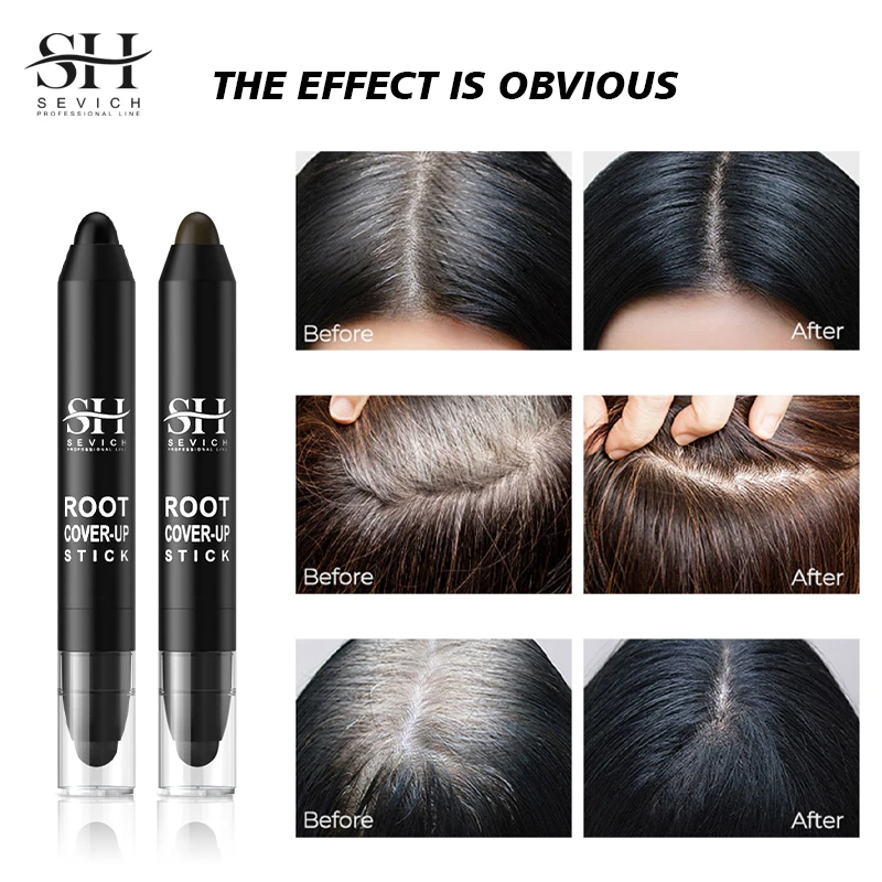 Sevich 3.8g One-Time Hair Dye Pen Black Dark Brown Root Cover Up Stick Instant Fast White Gray Hair Coverage DIY Hair Color