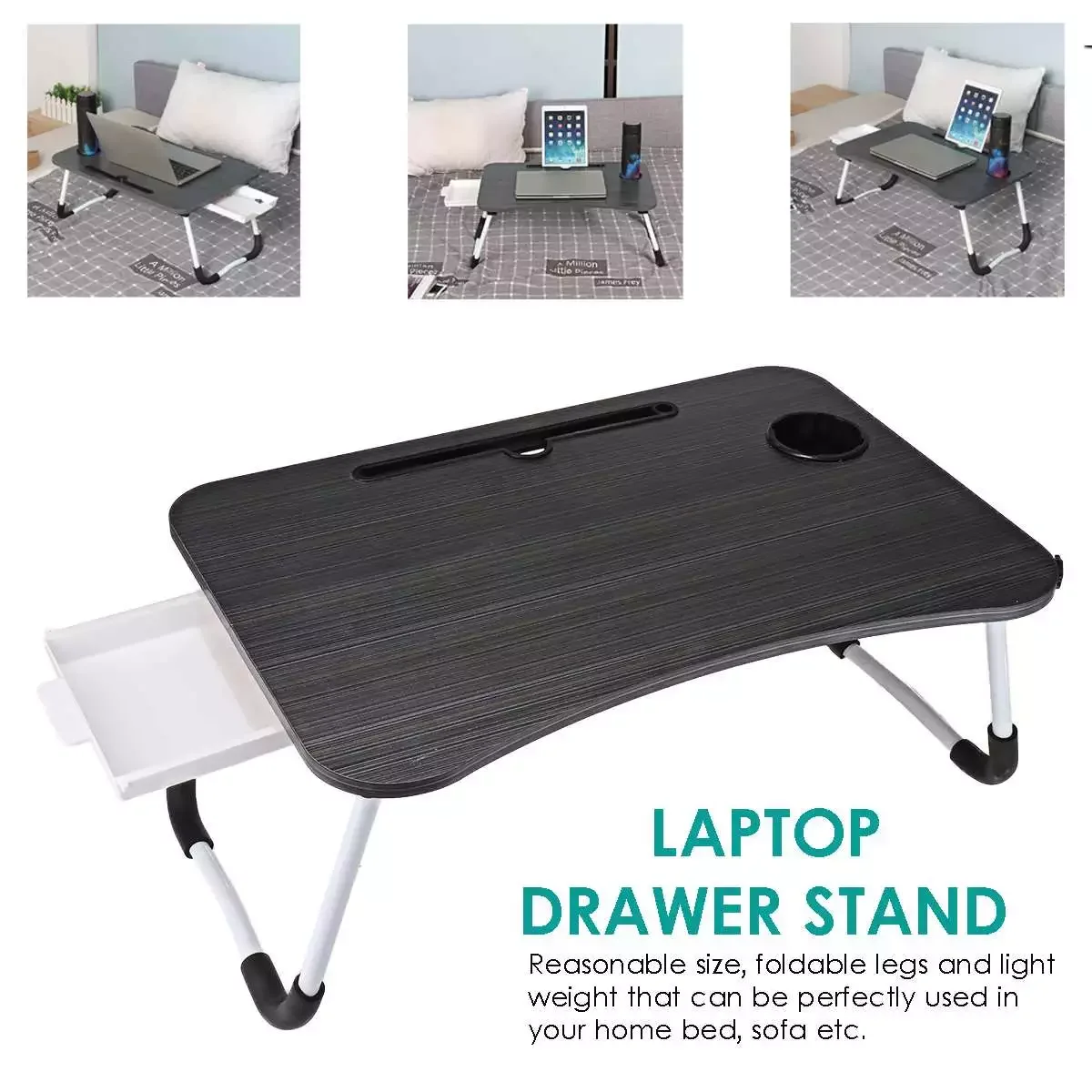 Laptop Stand Table With Drawer Folding Ergonomic Design Stand Notebook Tray Desk For PC Ultrabook Netbook Tablet Holder Lapdesks
