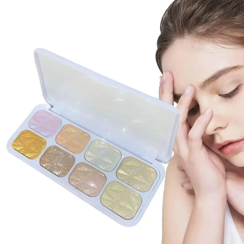 

Glitter Eyeshadow Palette Sparkle Shimmer Shadow High Pigment 8 Colors Korean Style Eye Pallete Gold Highlight Makeup Pallet