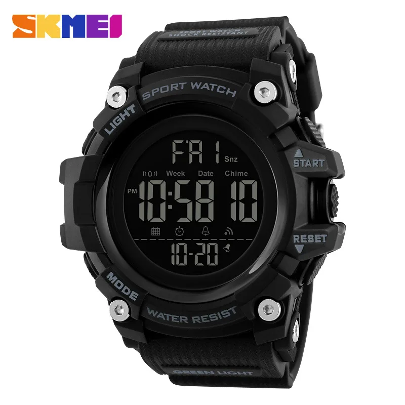 SKMEI 1384 Sport Watch Stopwatch Count Down Mens Digital Watches Soft Clock For Male reloj hombre with Shockproof 2 Time