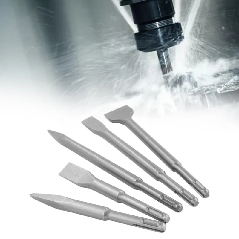 

5pcs Chisel Hammer Drill Bits Tile Chisel-Rotary Hammer Bits Set Flat Chisel Grooving (Gouge) Chisel Flat Chisels