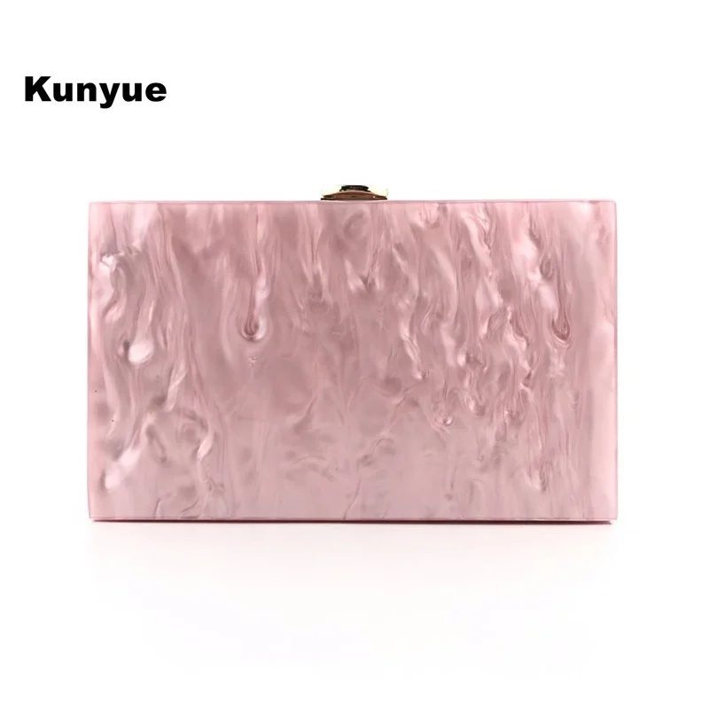 

Causal Messenger Bag Women Solid Pink Acrylic Evening Bag Cute Girls Clutch Purse Elegant Lady Chains Handbags Bridal Party Prom