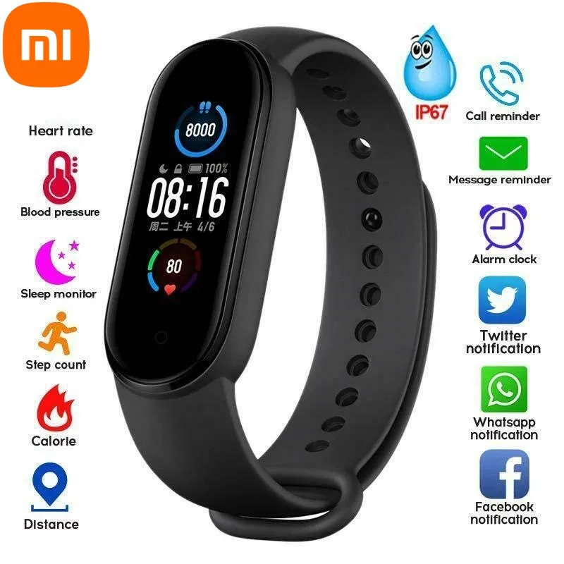 

Смарт-браслет Xiaomi M5, фитнес-трекер Mi Band 5, Bluetooth, музыка, пульсометр, Смарт-часы PK Xiaomi M7