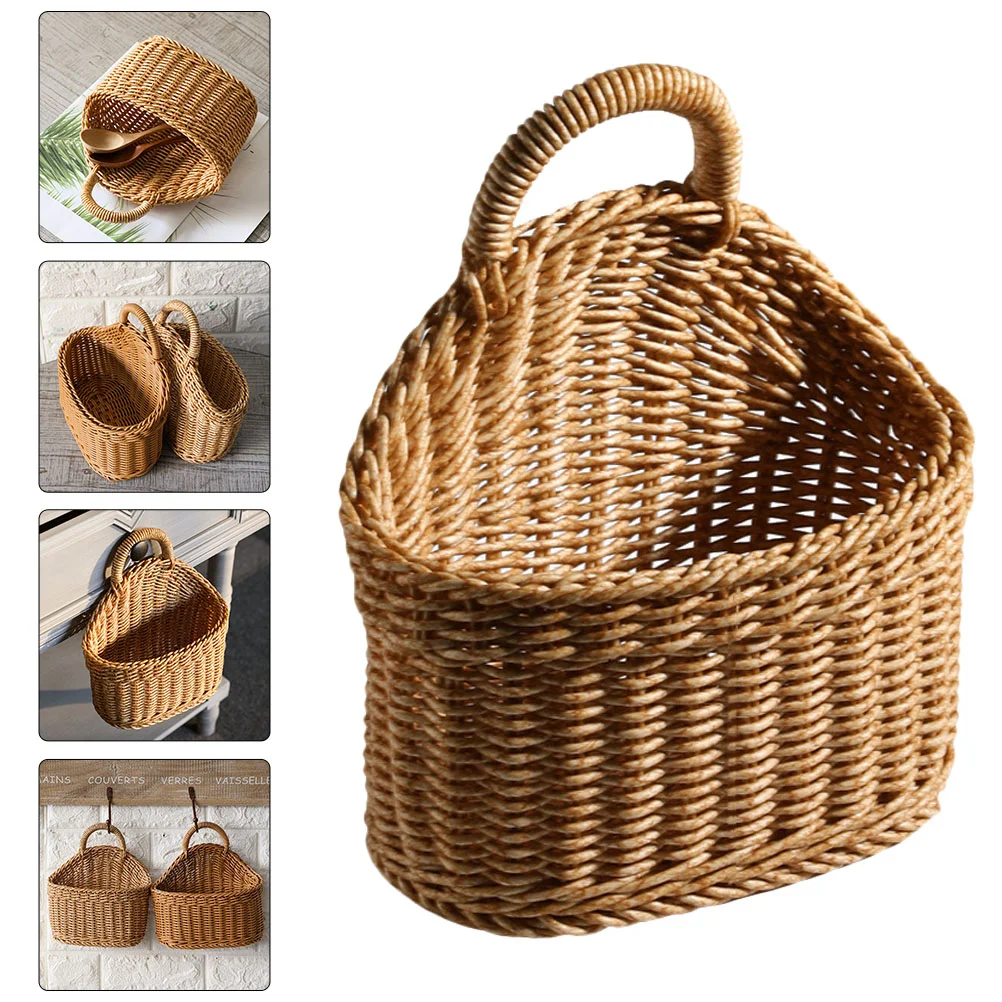 

Basket Hanging Storage Wall Woven Rattan Wicker Flower Baskets Fruit Egg Onion Planter Kitchen Garlic Pot Seagrass Vase Holder