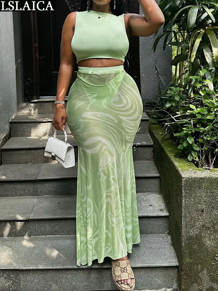 

Женская одежда, Новое поступление 2023, модные комплекты из 3 предметов, женские костюмы, Сетчатое прозрачное сексуальное пляжное платье с при...