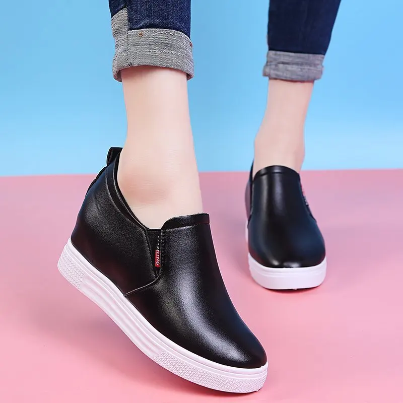 

2023 Women Casual Shoes New High Heel Lady Women's Sneakers Leisure Platform Wedge Height Increasing Loafers Sneakers