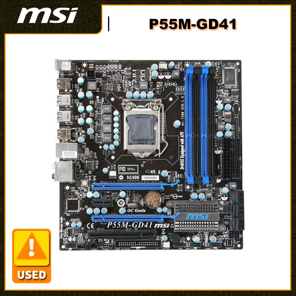 

Материнская плата MSI P55M-GD41 LGA 1156 DDR3 Материнская плата LGA 1156 16 Гб Intel P55 SATAII USB2.0 Micro-ATX для Core i7-870S cpus