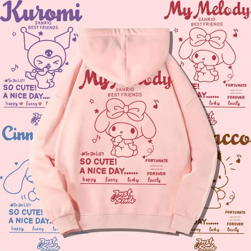 

Sanrio Lady Hoodie Kuromi Kawaii Mymelody Cinnamonroll Pochacco Top Spring and Autumn Sweet and Lovely Clothes