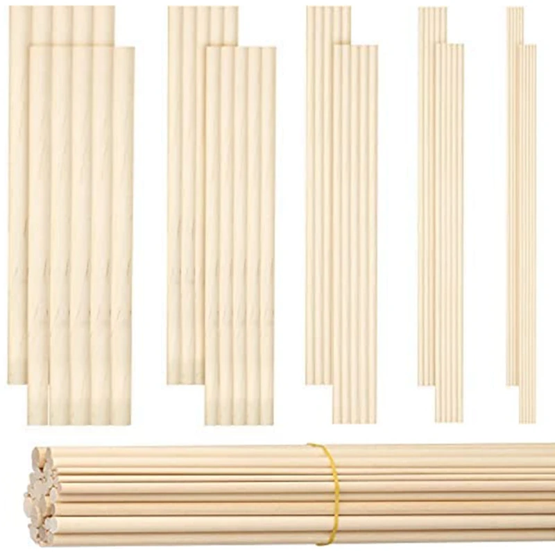 

100 шт., деревянные дюбеля для рукоделия, 1/8,3/16,1/4,5/8x6 дюймов