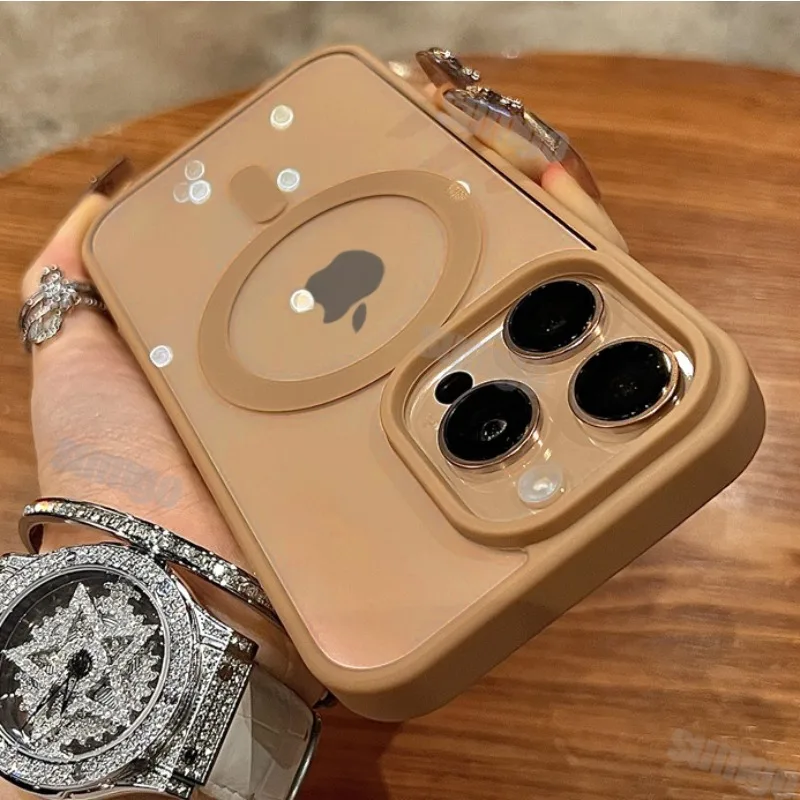 New Luxury Acrylic Strong Magsafe Magnetic Case For iPhone 16 15 14 13 12 11 Pro Max Plus Transparent Shockproof Bumper Cover