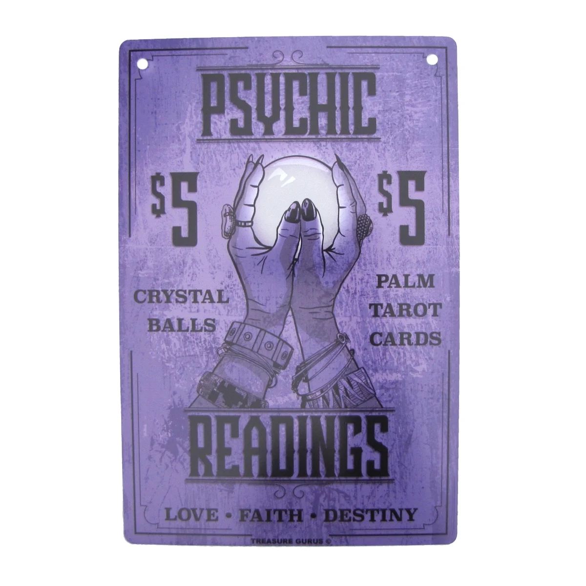 Metal $5 Psychic Reading Sign Tarot Card Crystal Ball Plaque Man Cave Home Wall Decor