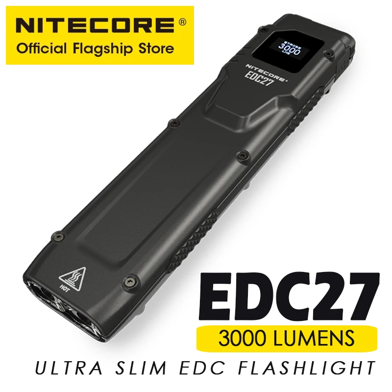 NITECORE EDC27 USB-C Rechargeable Flashlight Tactical Mini Keychain Light EDC Troch Light 3000 Lumens Built in Li-ion Battery
