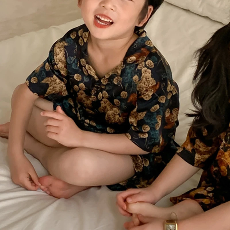 Criscky Children Set Kids Baby Girl Boys Casual Clothing Costume Short Sleeve Children Korean Printing Sets Children Clothing