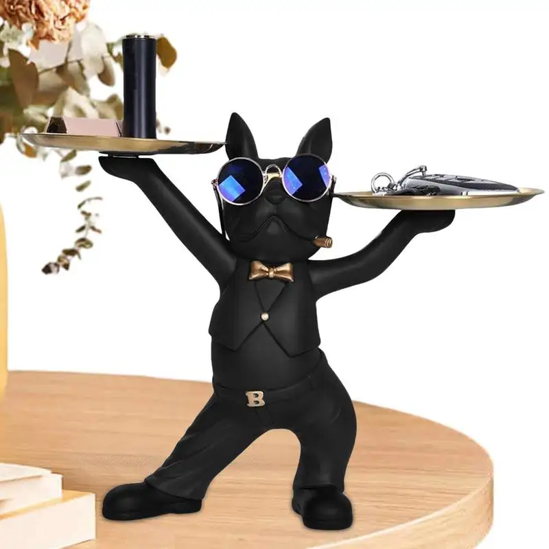 

Resin French Bulldog Statue Tabletop Storage Tray Decor Ornaments Dog Model Sculpture Home Living Room Decoration Accessories