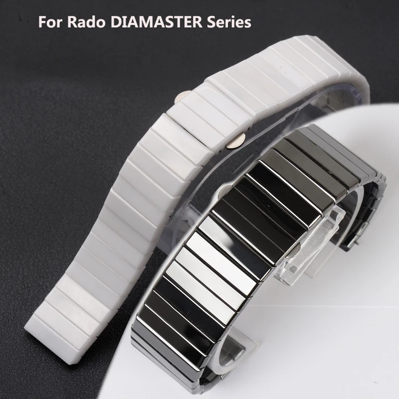 Ceramic WatchBand Replacement Rado DIAMASTER Series Black Watch Chain Men's 27mm 35mm Watch Strap