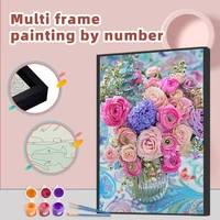 ruopoty diy painting by numbers with multi aluminium frame kits 60x75cm flowers diy craft coloring by numbers for home decors