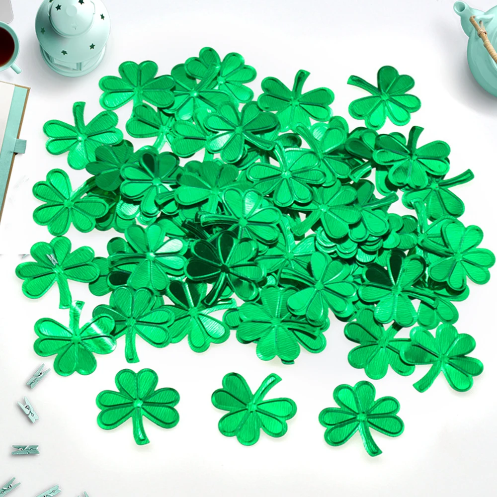 

St. Patricks Day Irish Festival Dark Green Shamrock Confetti Clover Four-leaf clover Sequins DIY for holiday Party Decortions