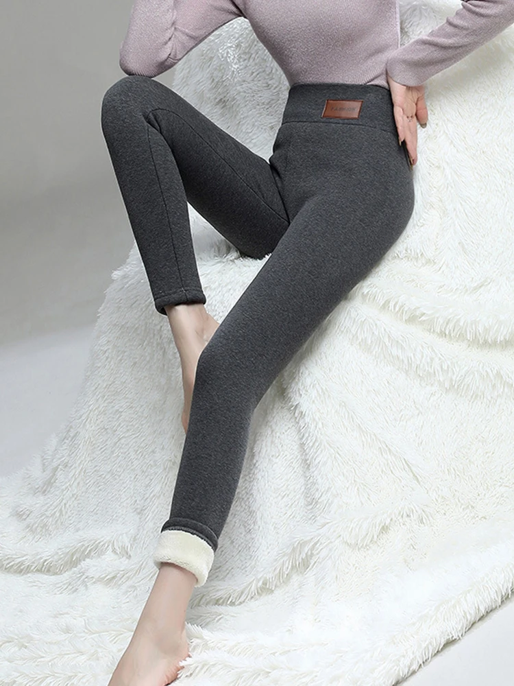 

Женские брюки, теплые зимние плотные бархатные леггинсы с высокой талией, черные леггинсы, компрессионные плотные брюки из овечьей шерсти, ...