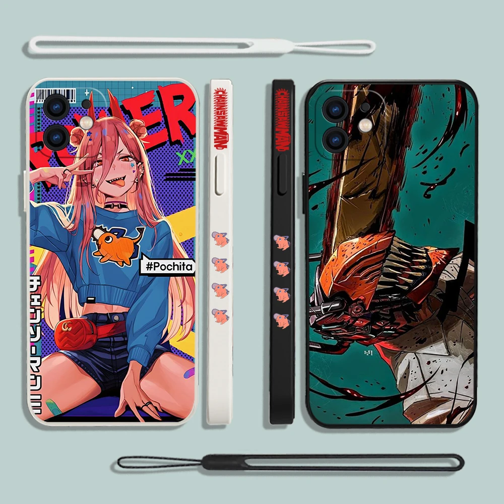

Power Chainsaw Man Anime Phone Case For Samsung A53 A50 A52 A52S A51 A72 A71 A73 A81 A91 A32 A22 A30 A21S 4G 5G with Hand Strap