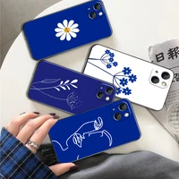 cool and fresh blue daisies for apple iphone 13 12 11 pro 12 13 mini x xr xs max se 5 6 6s 7 8 plus phone case funda black