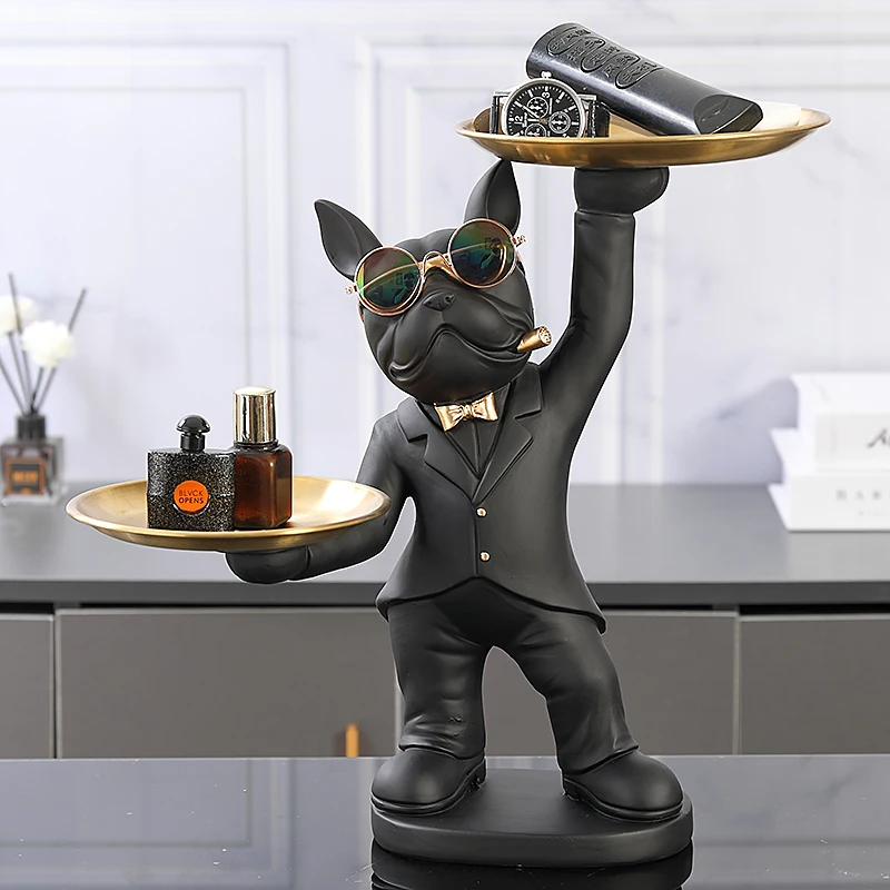 

Resin Home Decor French Bulldog Statue Decorative Sculptures for Home Animal Figurine Decor Gift Dog Craft Ornament Room Decor
