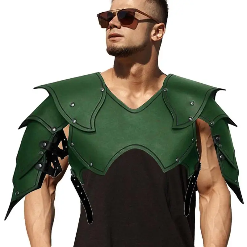 

Adult's Cuirass Medieval Elf Cosplay Costume Elven Shoulder Chest Armor Viking Knight Leather Larp Vest Tops Buckle Strap