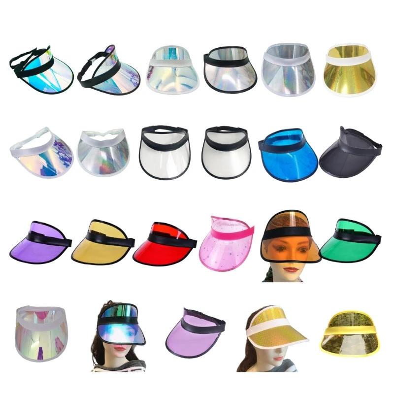 

Transparent Empty Top Colorful PVC Sunshade Hat Summer Anti-UV Women Men Baseball Cap Casual Outdoor Sports Beach Sun Visor Hat