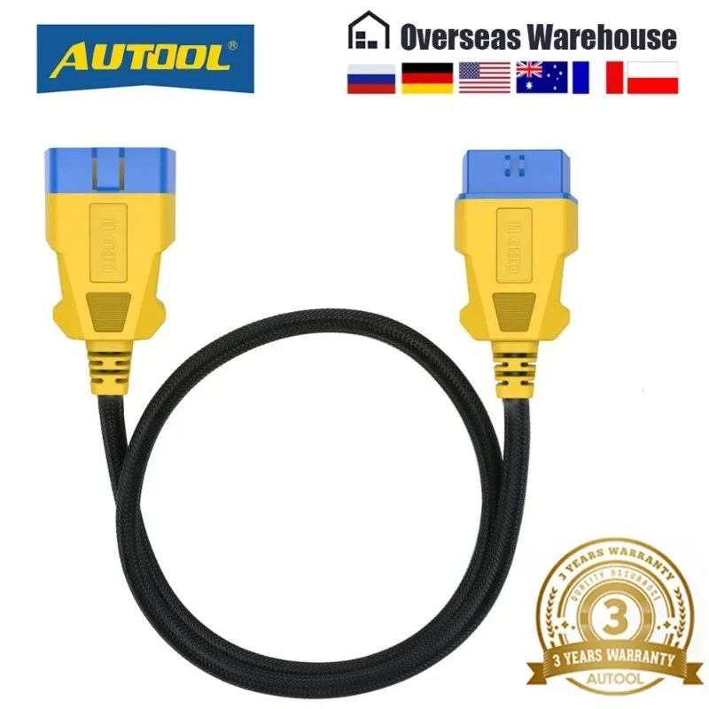 

Автомобильный удлинитель OBDII AUTOOL 100 см, 16-контактный разъем OBD2, 16-контактный диагностический инструмент ELM327 OBD2, расширенный адаптер