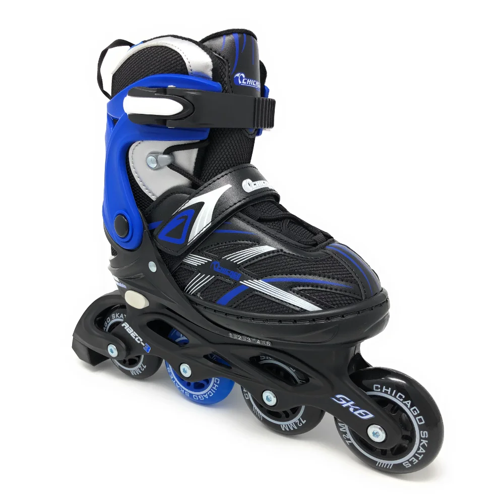 Boys Five Size Adjustable Inline Skates Black/blue/silver - 