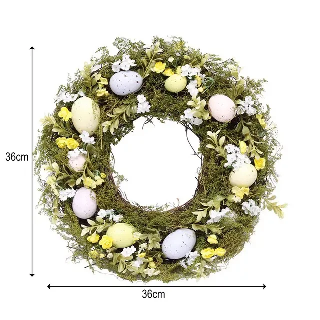 

Easter Egg Wreath 36cm Front Door Wreath Artificial Garland For Wall Window Room Farmhouse Indoor Outdoor Hanging Decoration