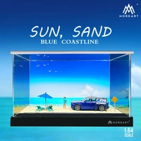 moreart 164 car model sun beach blue coastline pvc scene storage box theme display cabinet case toy gift without car figure