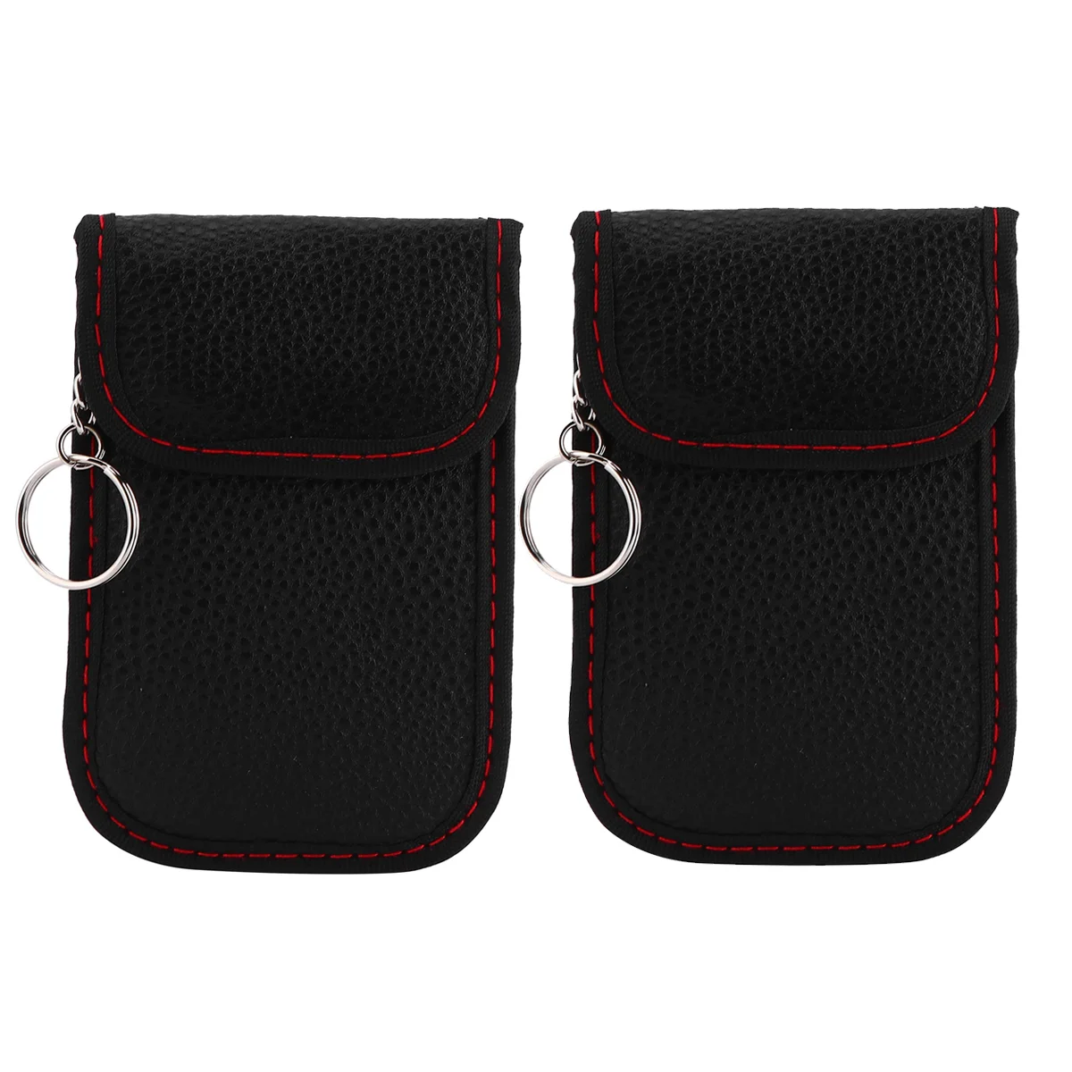

2PCS Grain PU Fashion Key Case Holder Car Key Bag Flap Pockets Signal Blocker Pouch for Vehicles