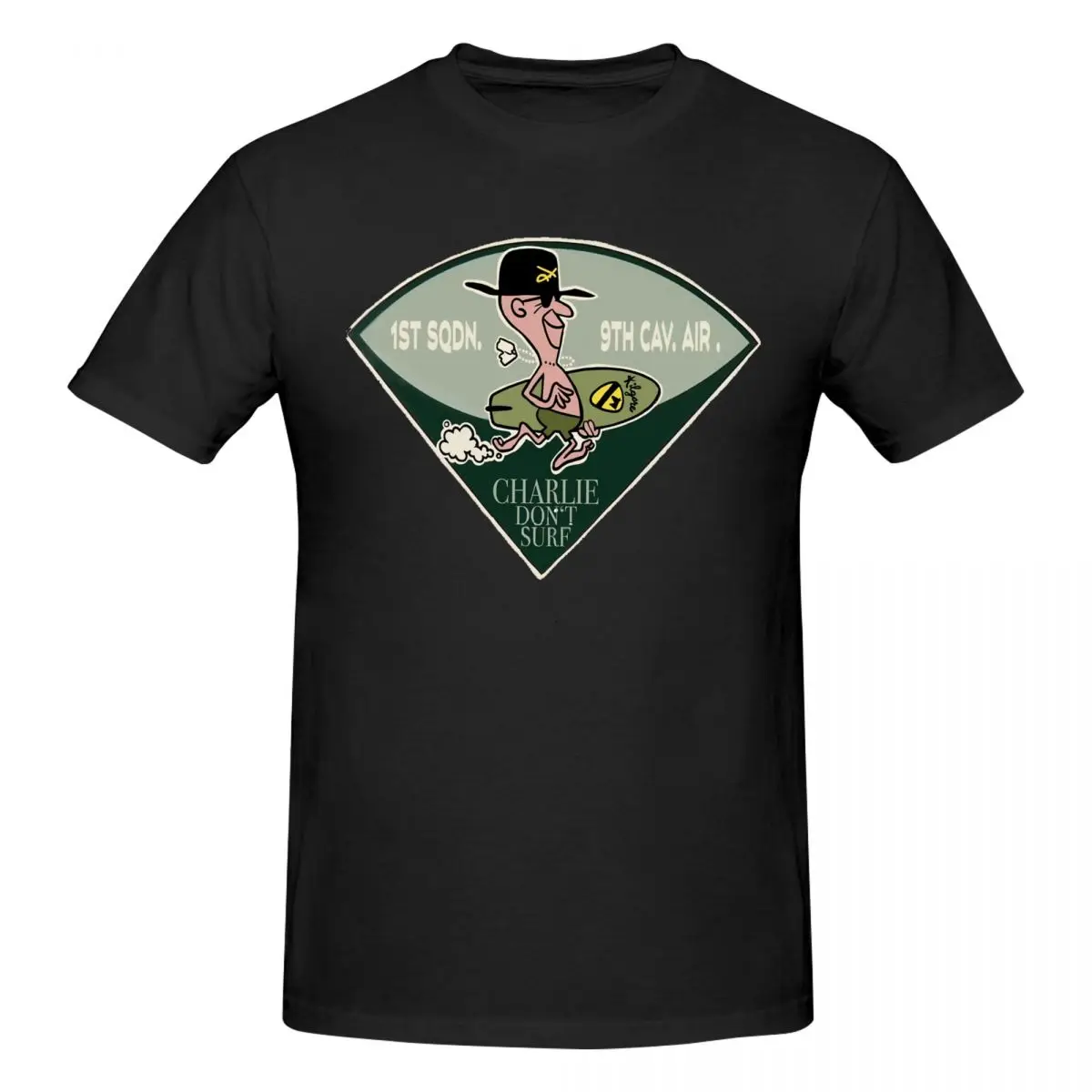 Мужская базовая футболка Don't Surf Colonel Kilgore Tribute черная с круглым вырезом и