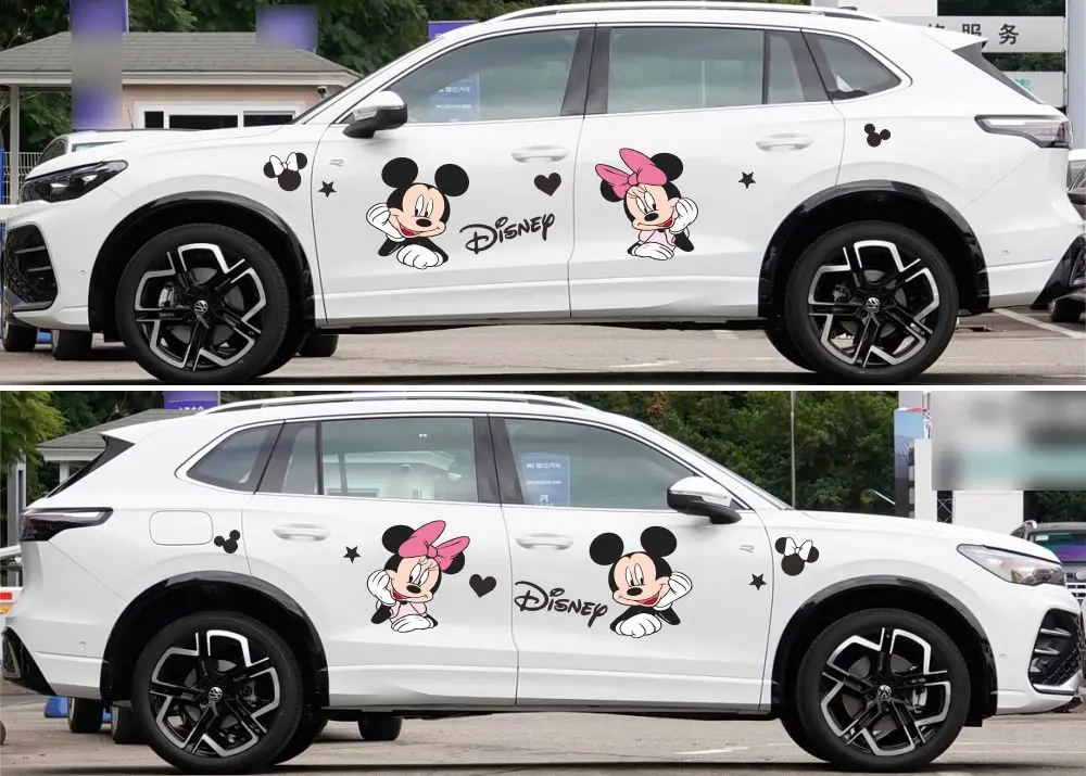 Фото Наклейка на кузов автомобиля Volkswagen SUV с изображением Микки Мауса от Disney, виниловая наклейка для гоночных автомобилей, полноцветная, самоклеящаяся, для декора авто №3