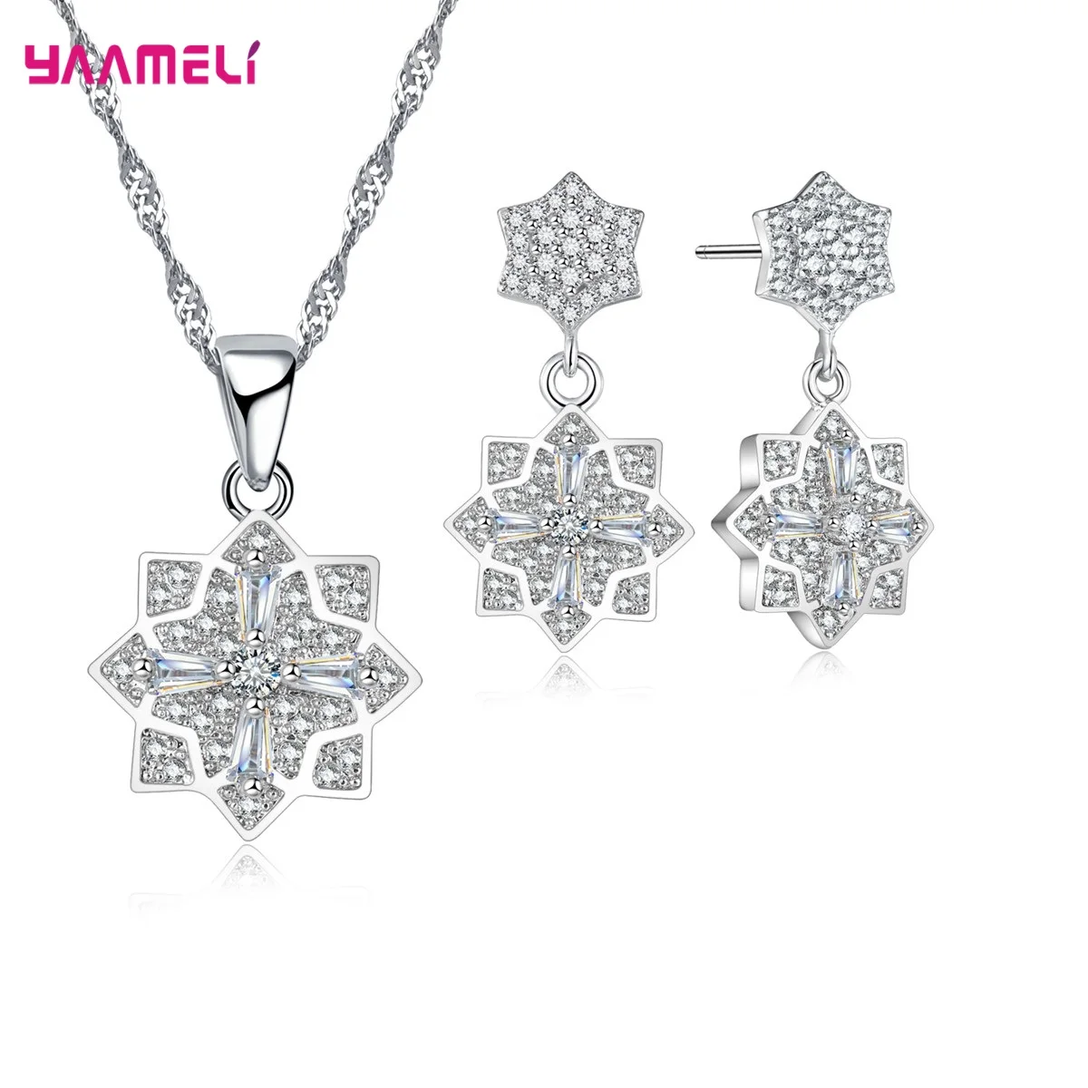 Женский комплект из колье и серёг серебра 925 пробы | Украшения аксессуары