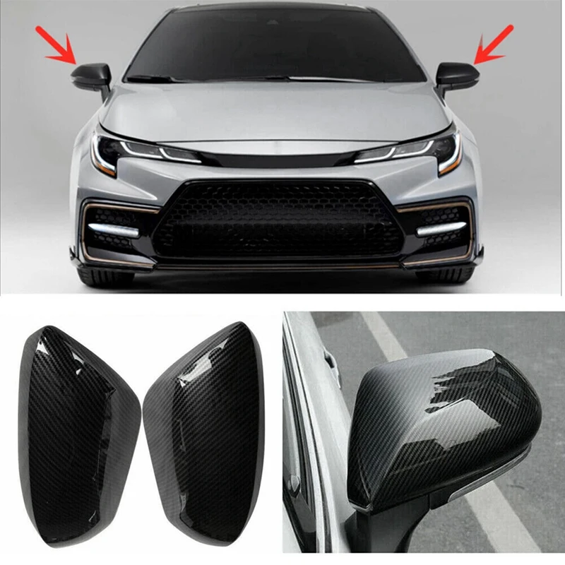 

For Toyota Corolla 2019-22 Side Door Rearview Mirror Cover Trim Cap Carbon Fiber Color